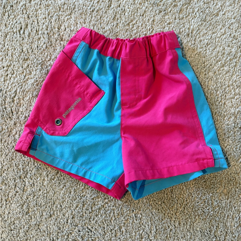 Patagonia Pink and Blue Board Shorts size 12-18 months